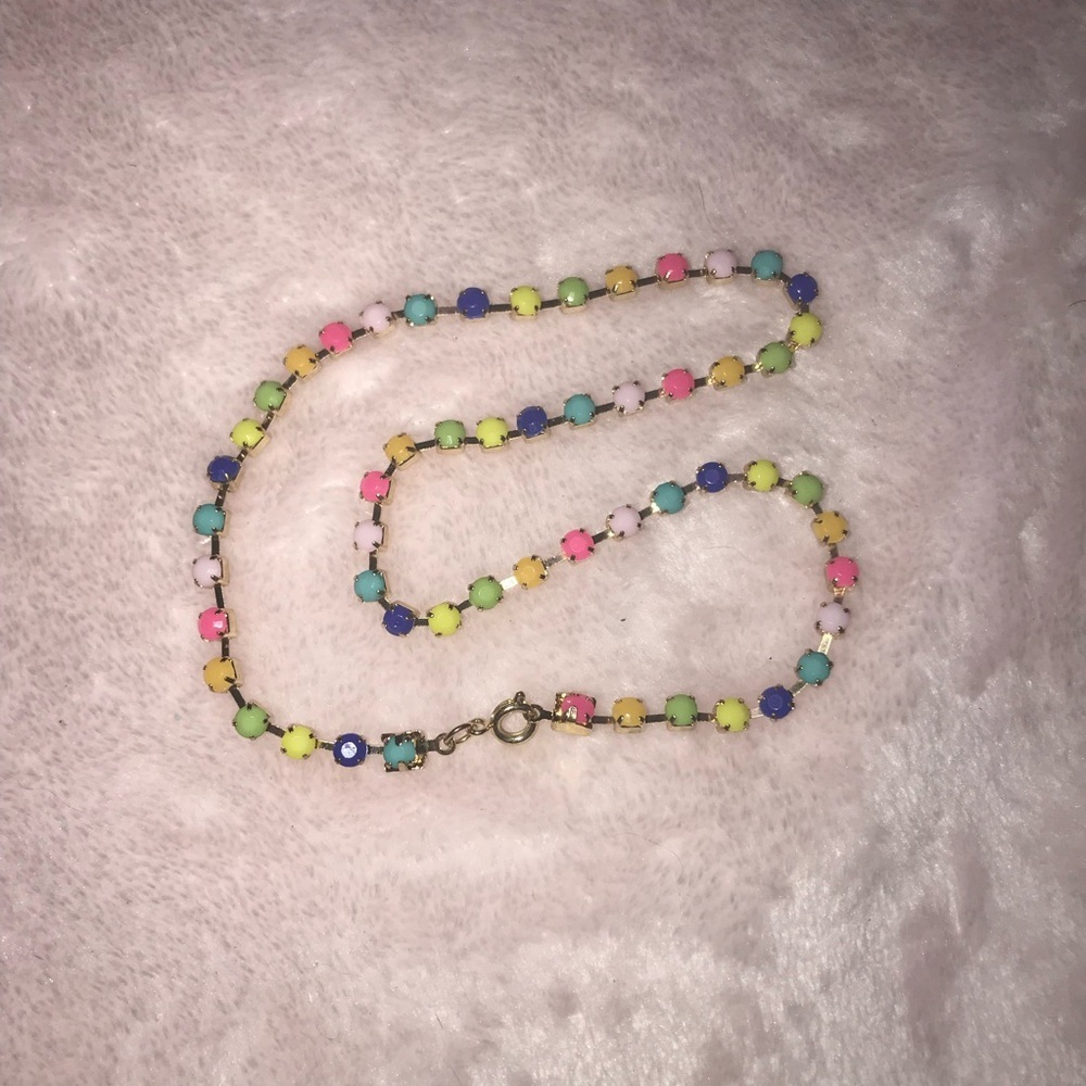 Rainbow colorful Beaded Choker Dainty Women Girls Boho Necklace gift NWOT